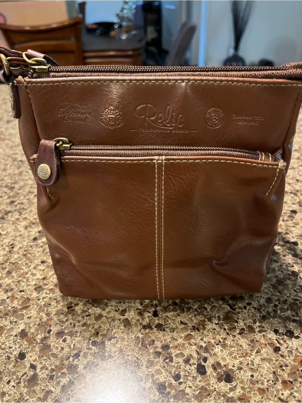 Relic Chocolate Brown Leather Crossbody Bag